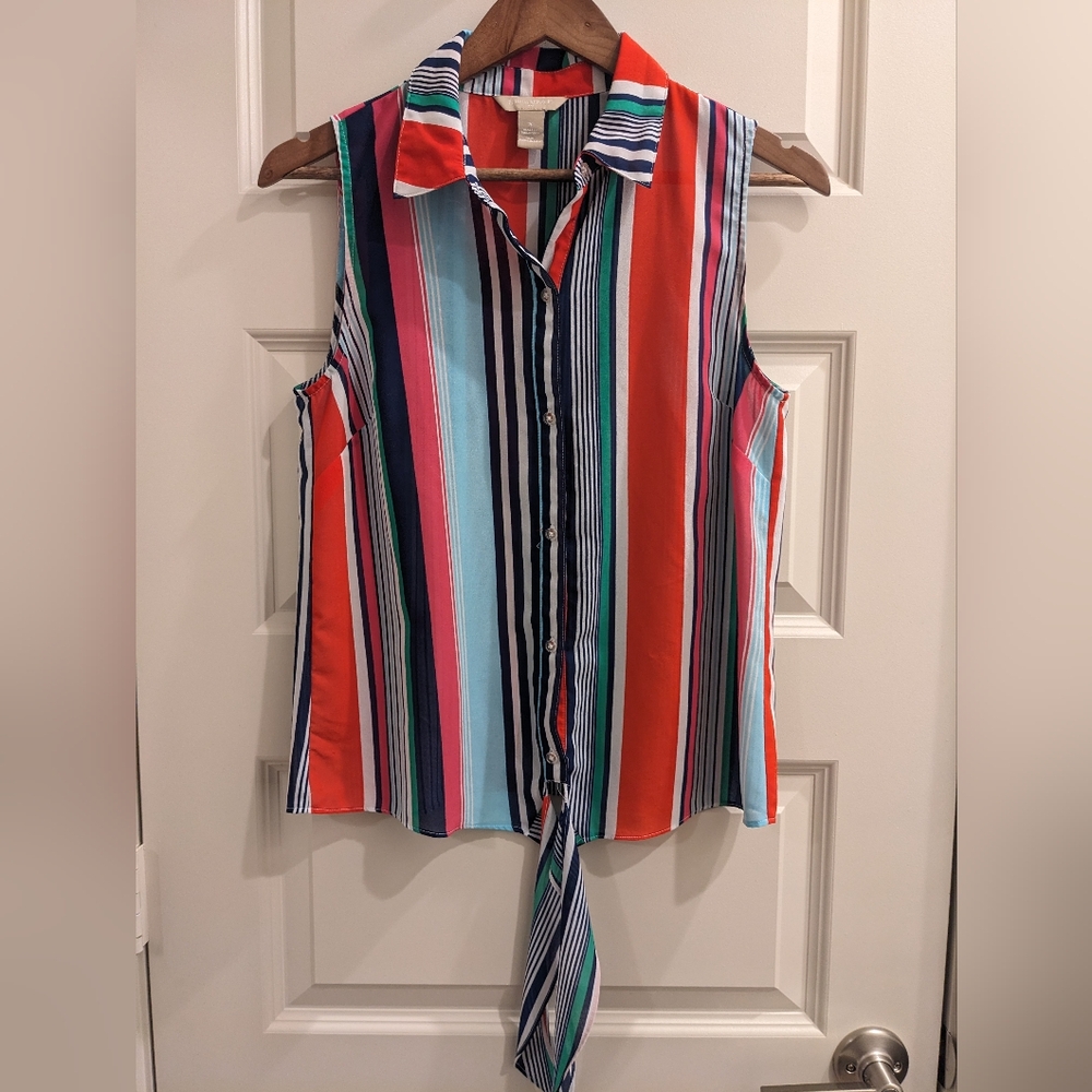 Sheer Military Tie-front Top